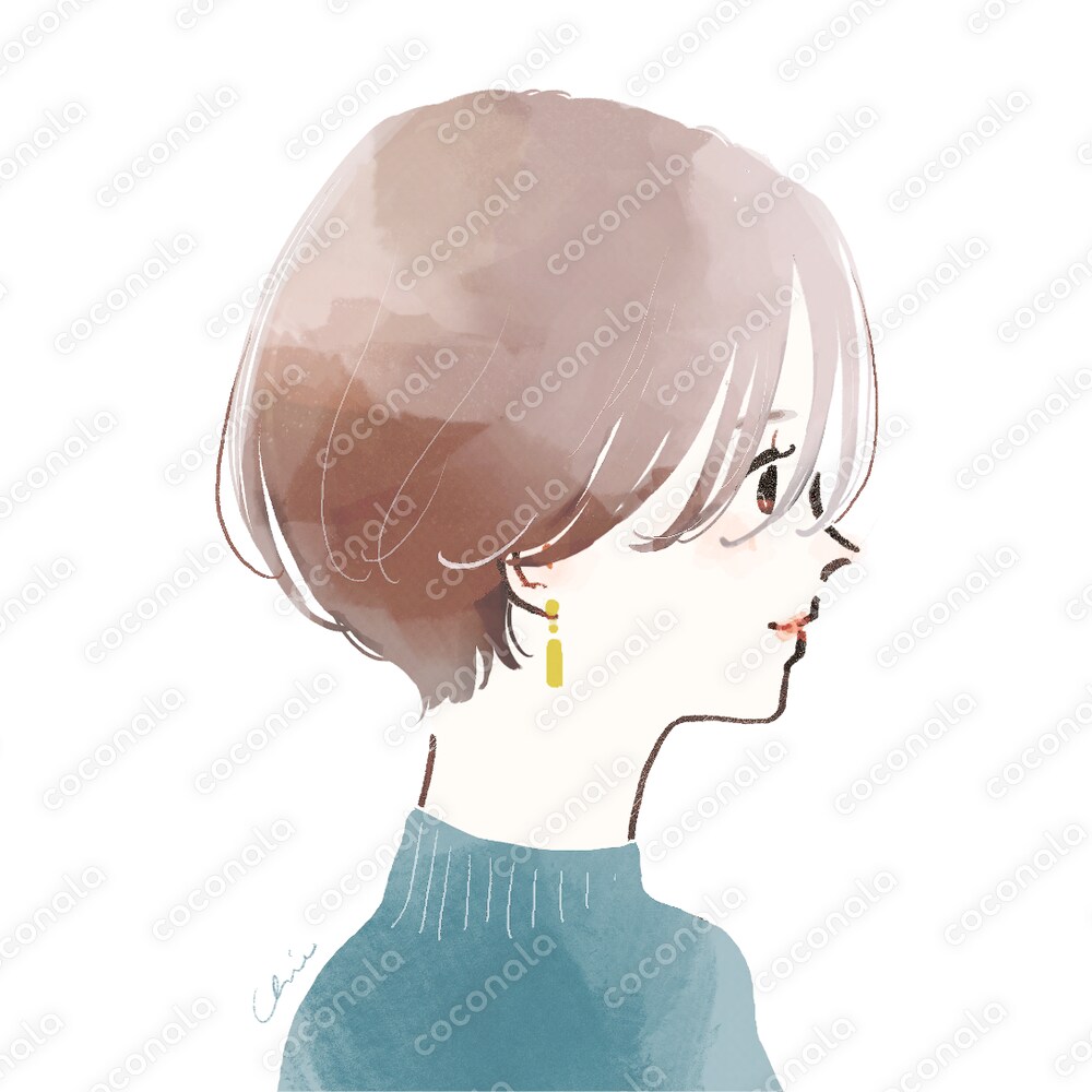 ナチュラルな横顔アイコン｜やさしい水彩風イラスト（商用利用OK）