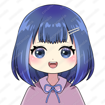 口パクに使える口を開いた藍色髪のちびキャラ女の子アイコン