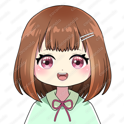 口パクに使える口を開いた茶髪のちびキャラ女の子アイコン