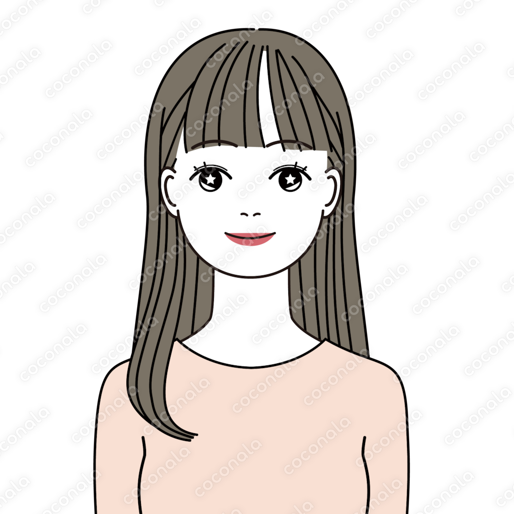 SNSに便利なアイコンイラスト　基本の表情　黒髪ロング-1