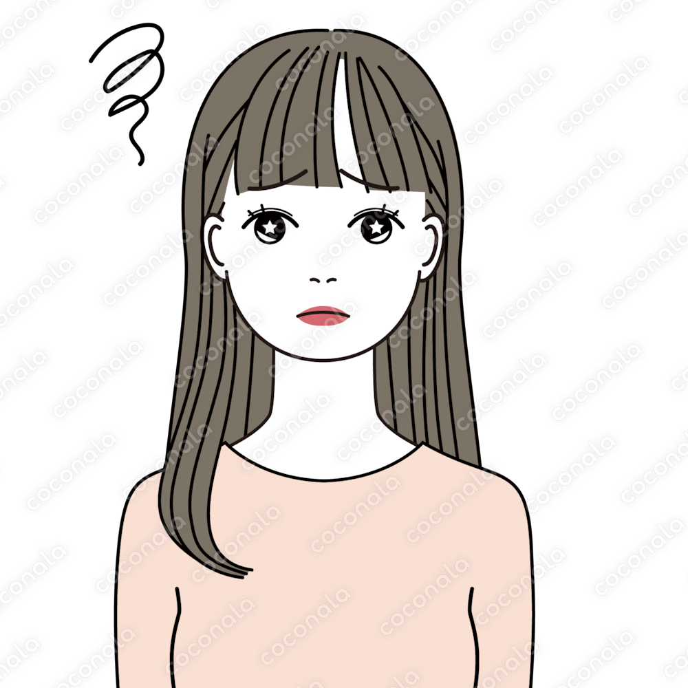 SNSに便利なアイコンイラスト　モヤモヤ　黒髪ロング-2