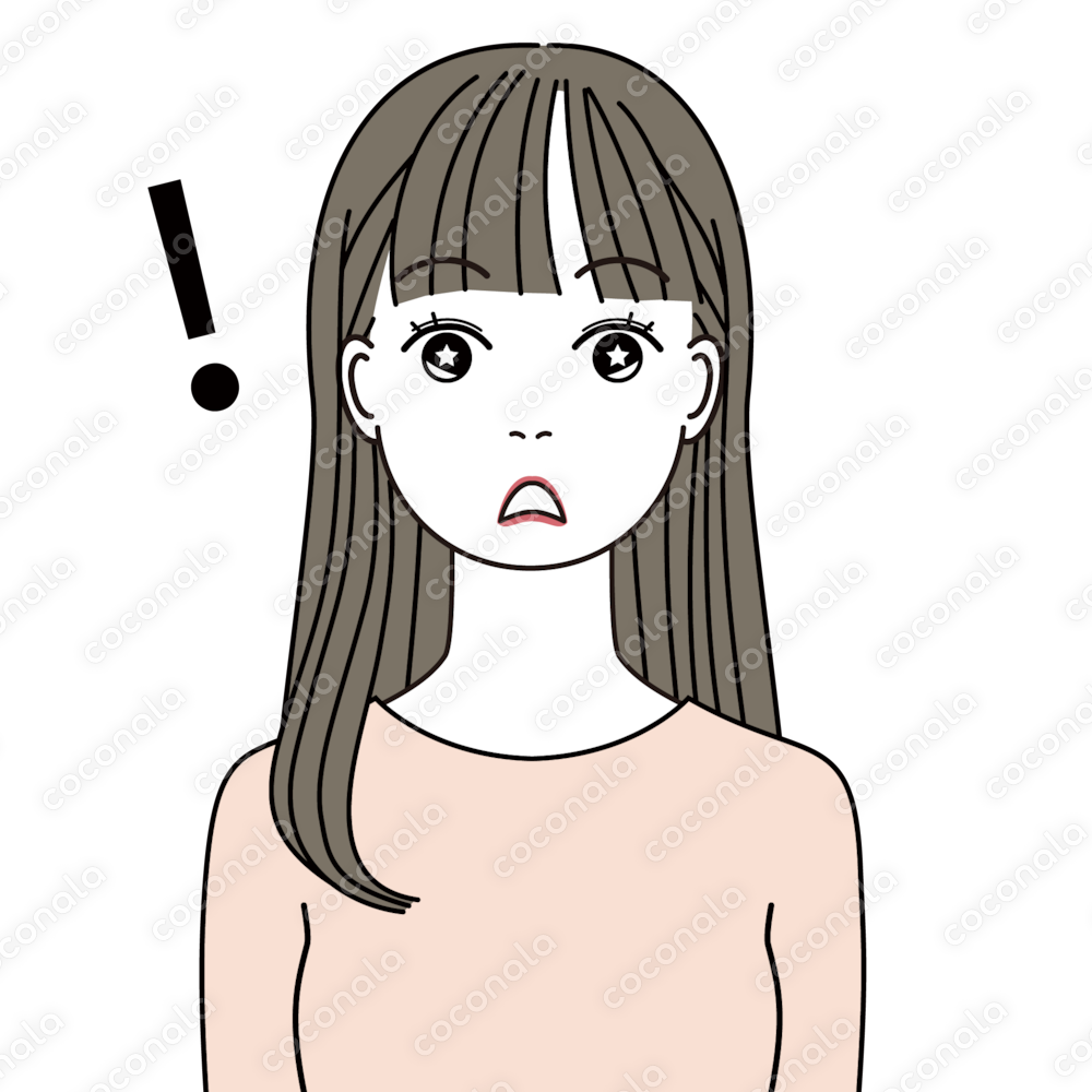SNSに便利なアイコンイラスト　びっくり　黒髪ロング-3