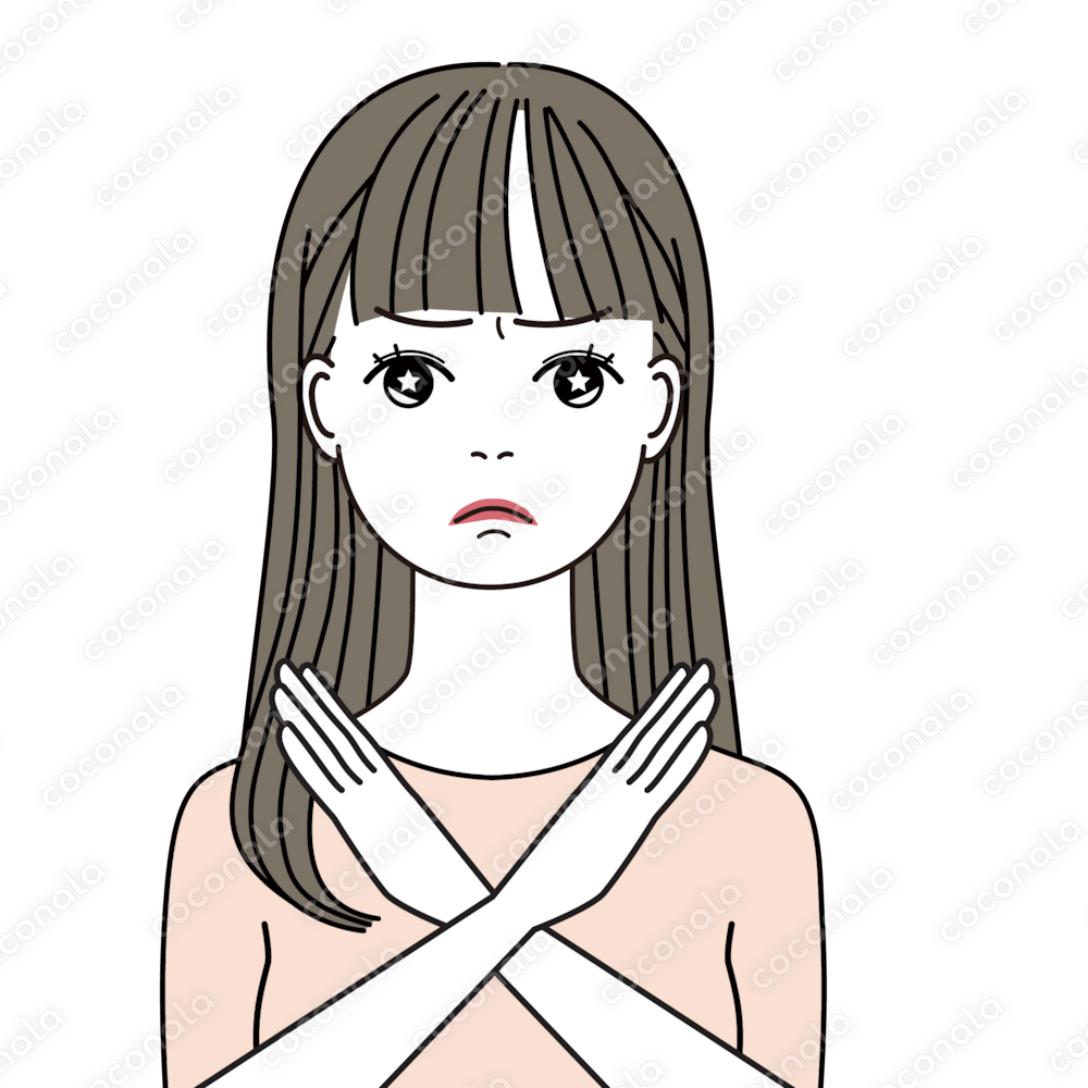 SNSに便利なアイコンイラスト　ダメ！絶対　黒髪ロング-8