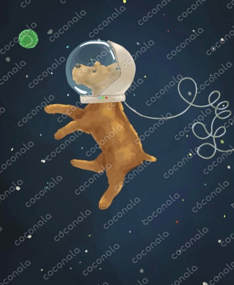 服飾等に使える犬と宇宙のイラスト