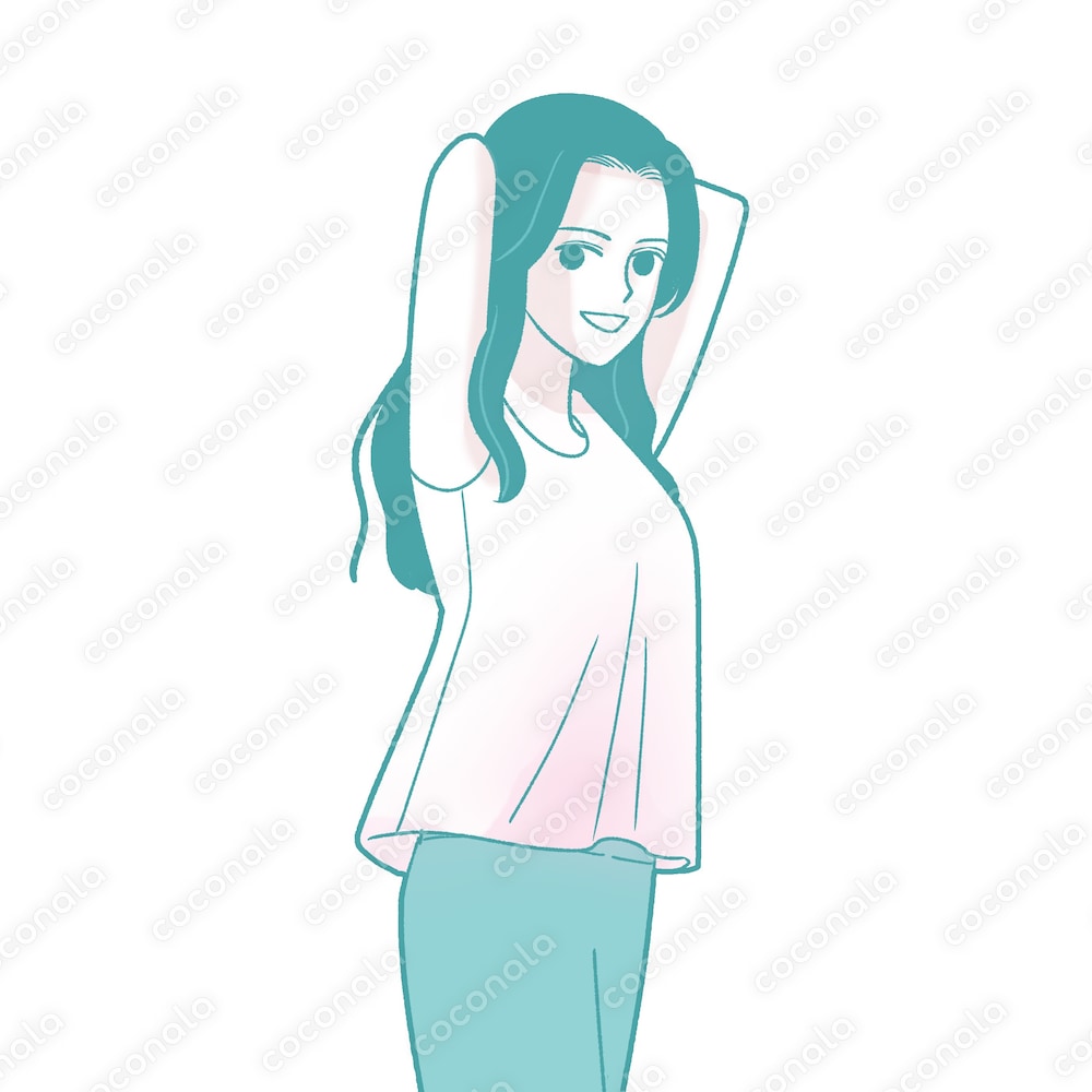 のびをする女性