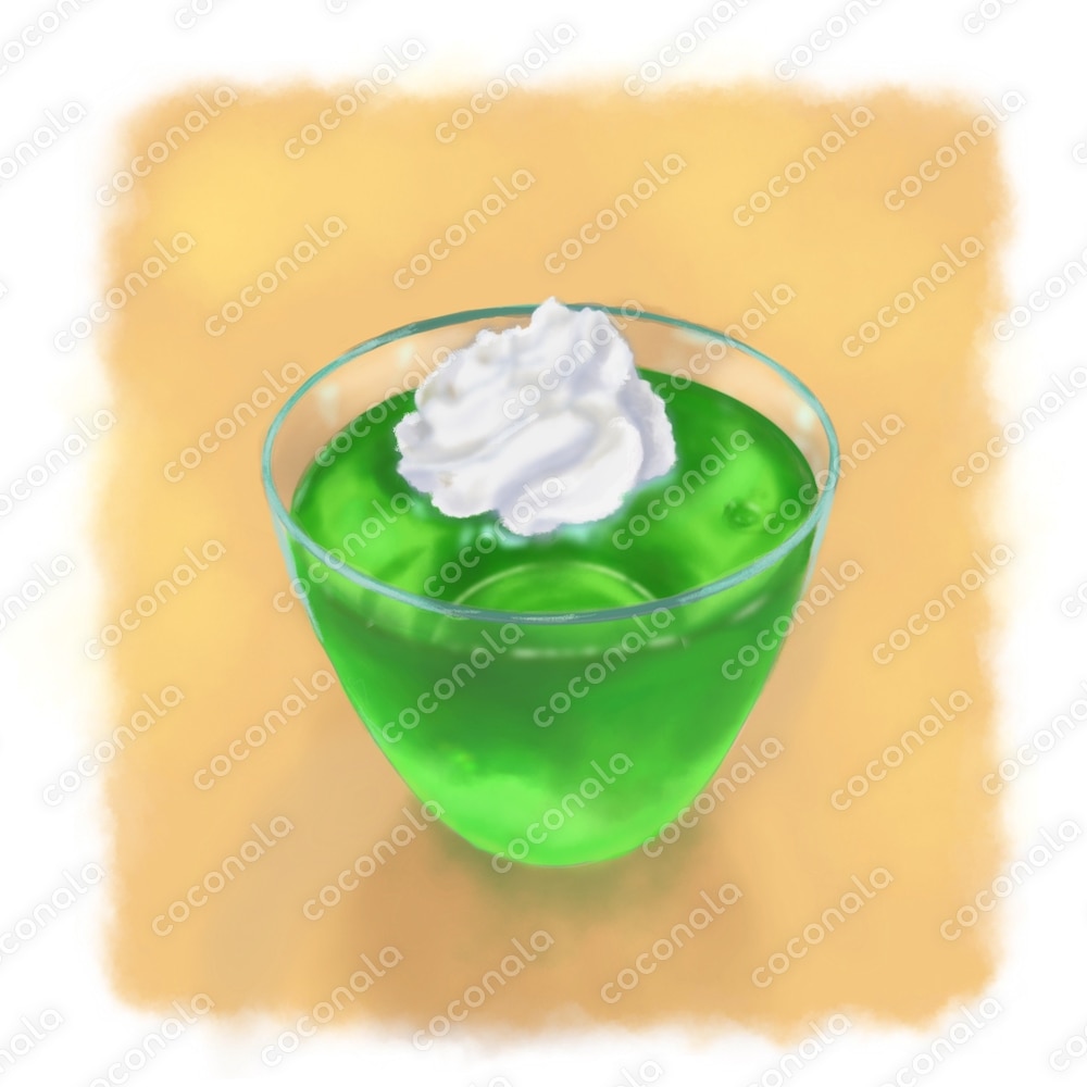 メロンゼリーホイップクリームのせ