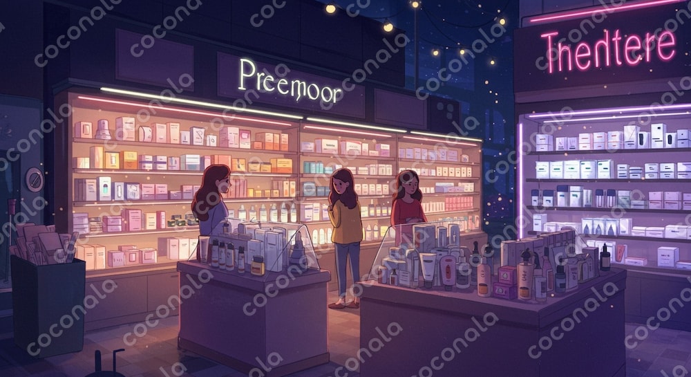 幻想的な深夜のドラッグストア