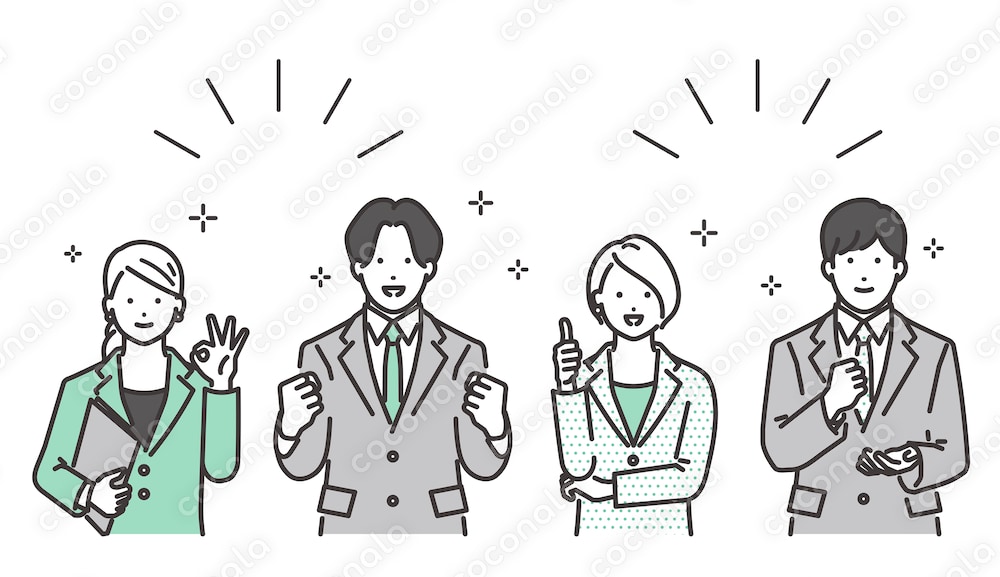 明るいビジネスパーソン/イラスト素材/png
