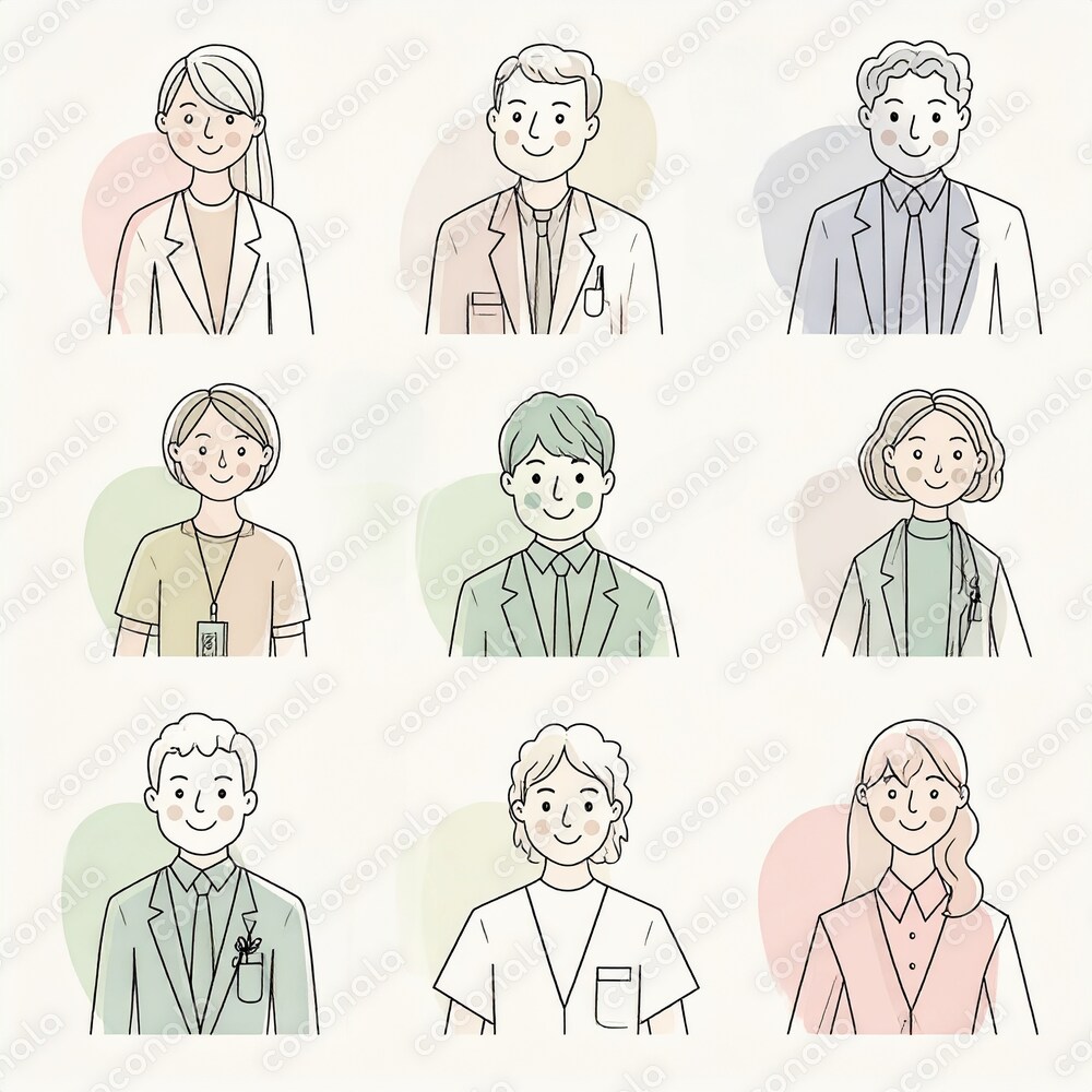 ９種類 職業別人物イラスト 線画