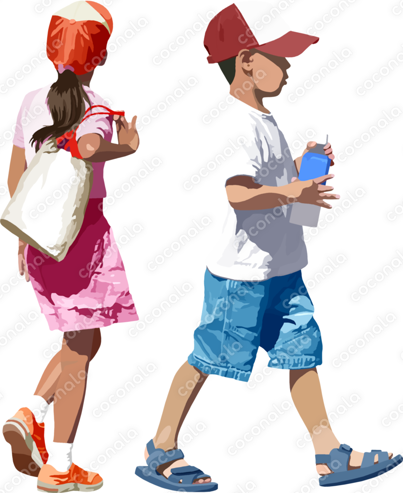 人物子供015のイラスト、背景透明切り抜き画像