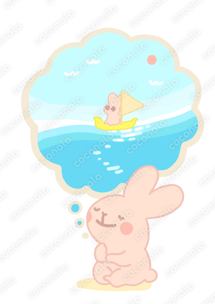 夏の素材に使える、ヨットで海を渡りたいうさぎ