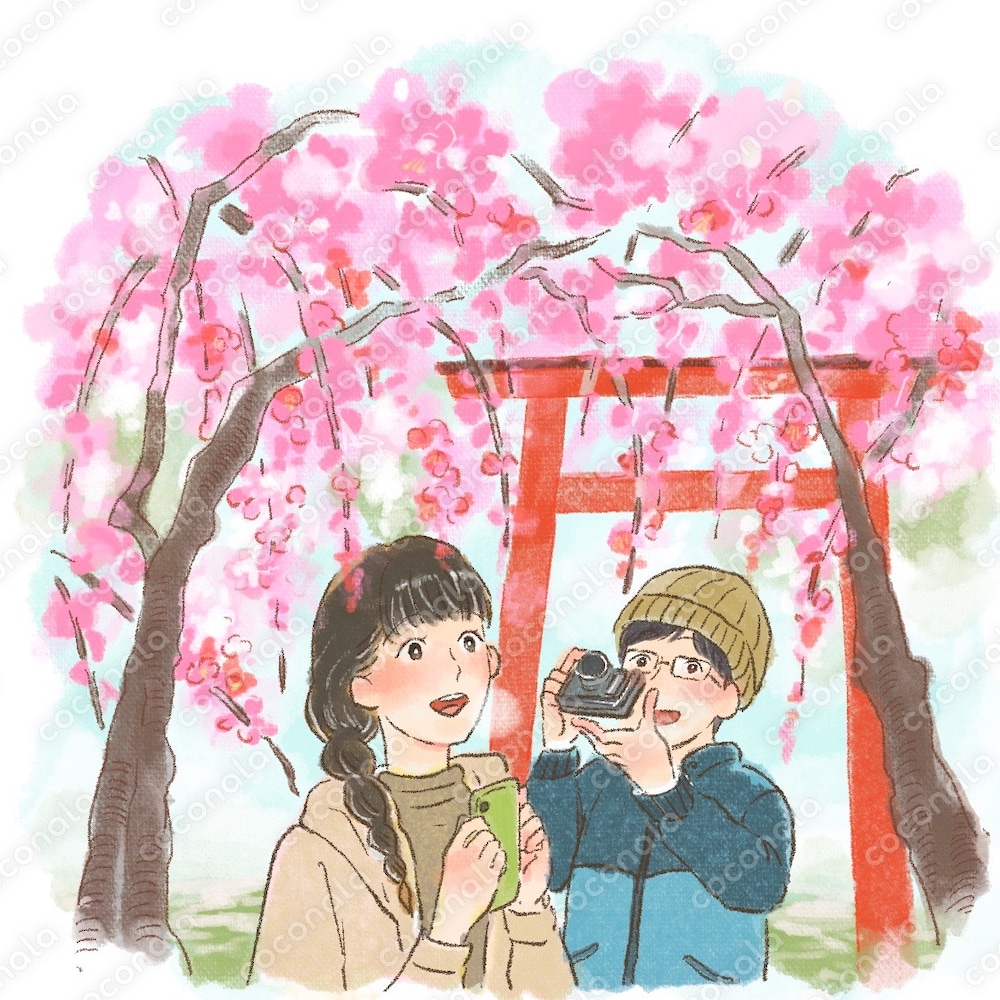 枝垂れ梅のイメージイラスト