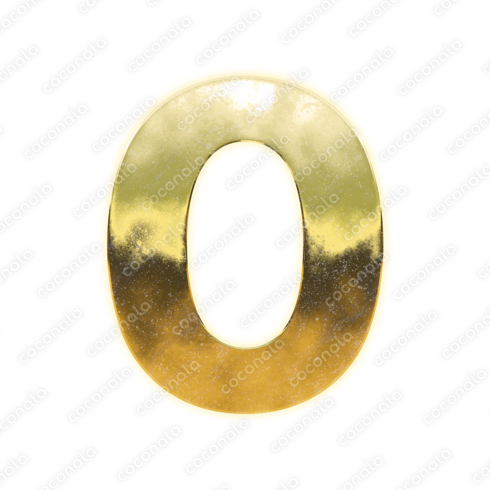 リアルな黄金の数字「0」（ゴシック体）