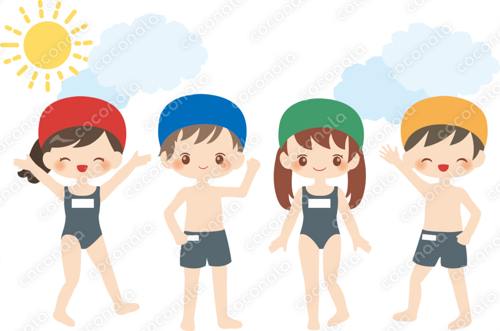 子ども　水着　イラスト　小学生　夏休み
