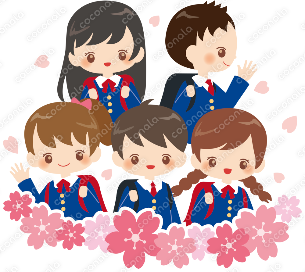 小学生　入学　桜　イラスト　かわいい