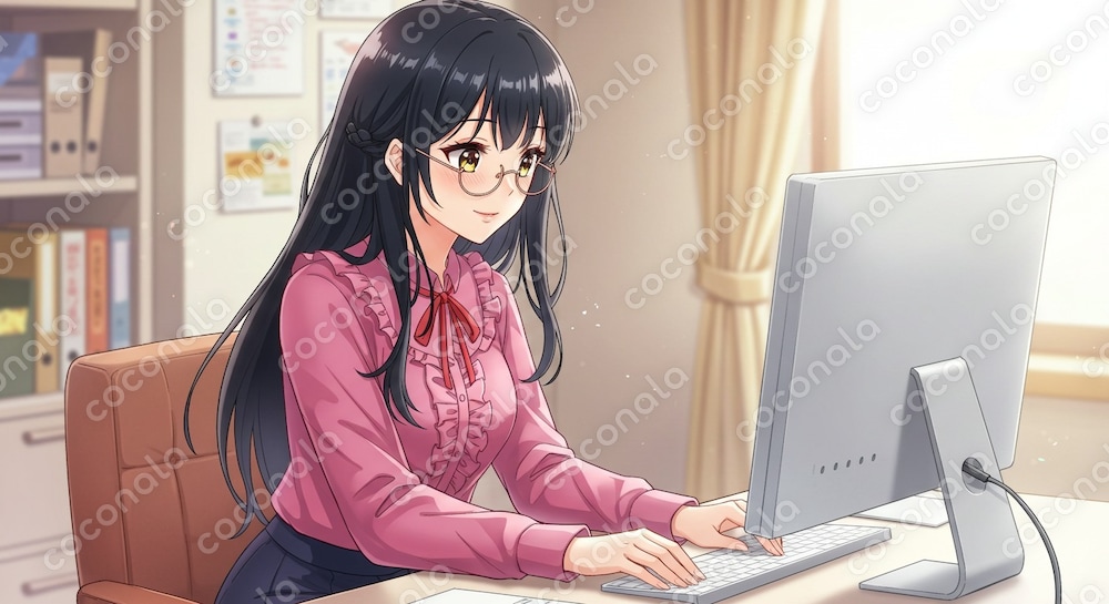 PC作業する女性