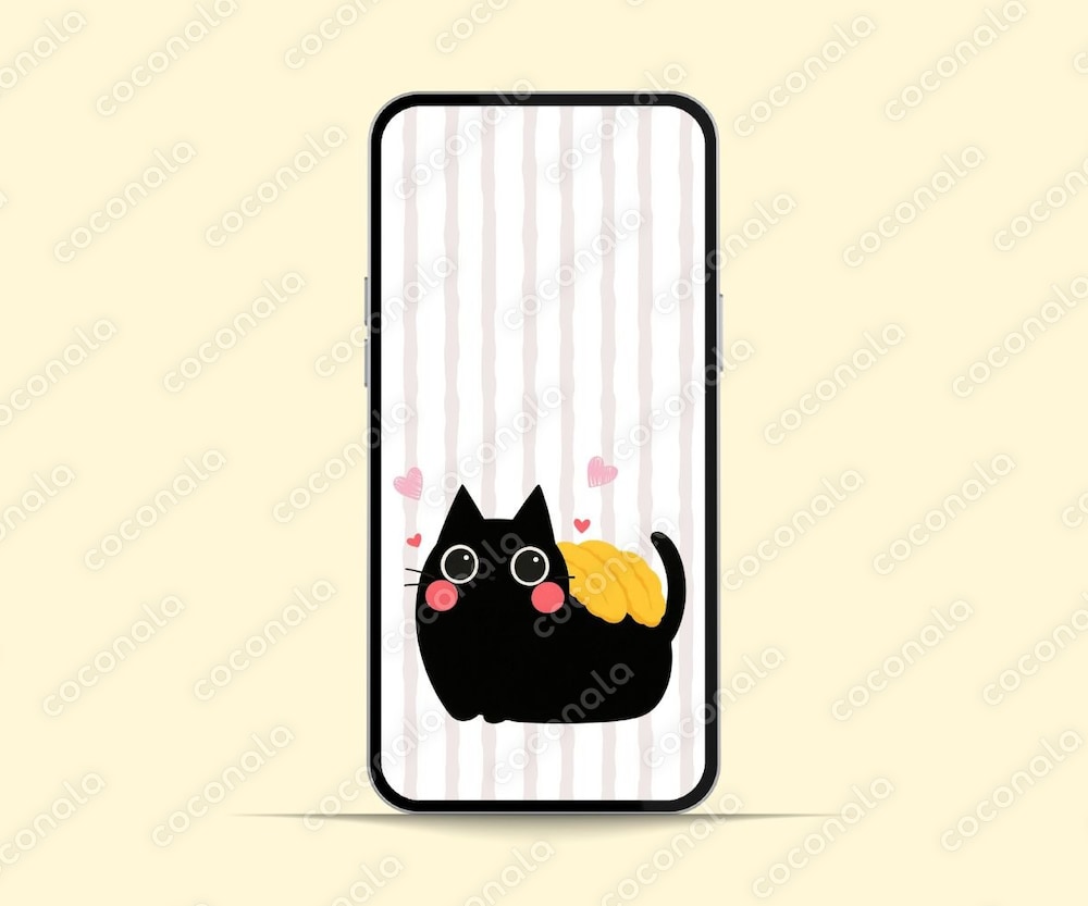 黒猫スマホ壁紙寿司シリーズうに