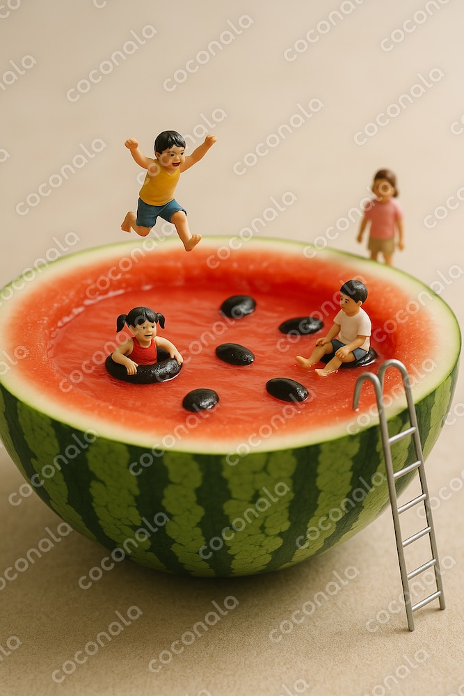 【スイカのプール】種で遊ぶ！夏のミニチュアプール開き