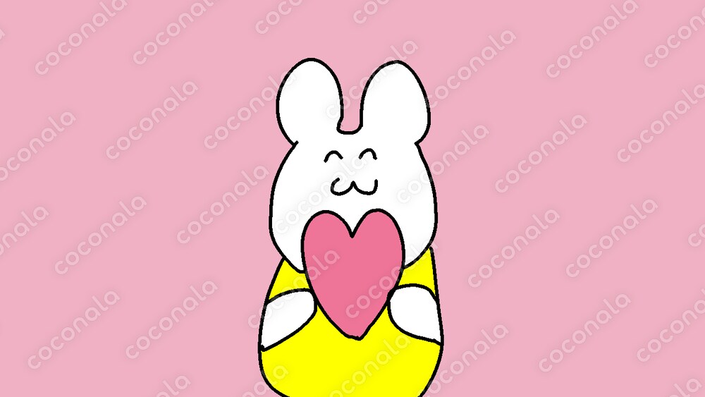 かわいい感謝の気持ち現した、ほのぼのうさぎのイラスト