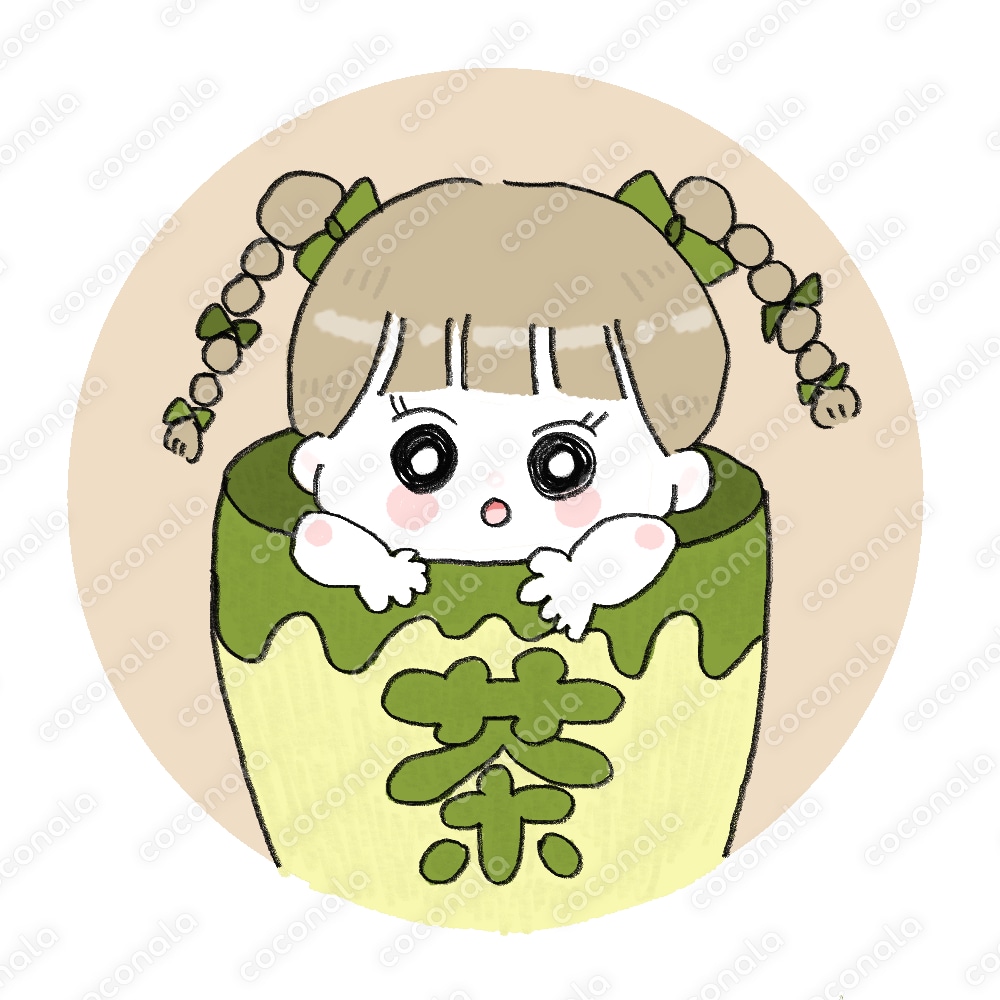 SNSなどに使えます♬湯呑みからこんにちはのお茶女子♬
