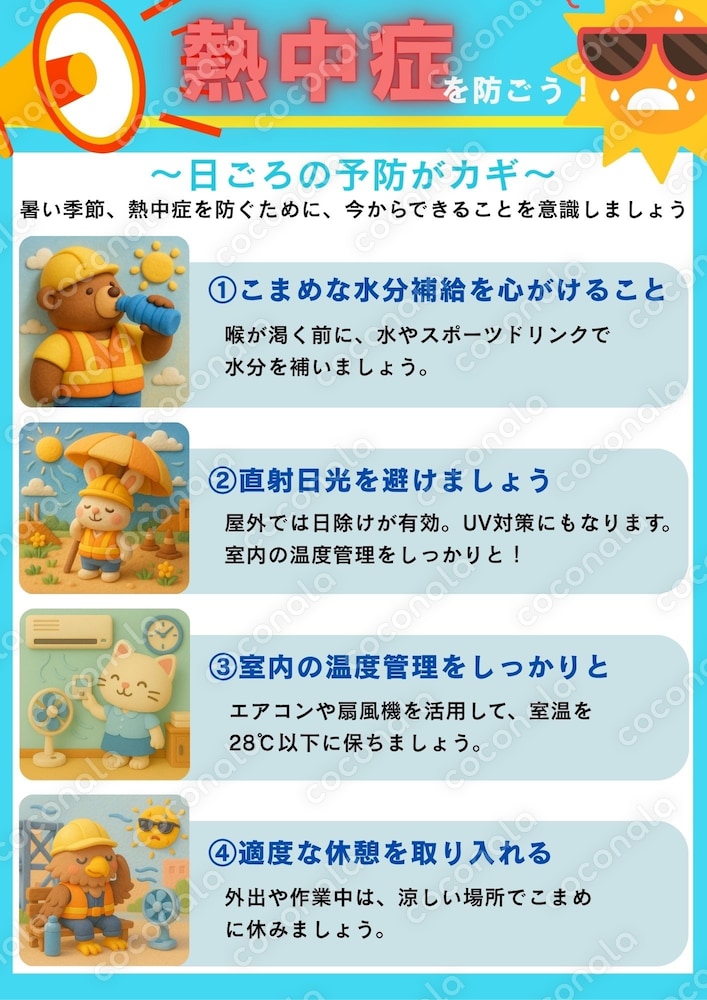 日ごろの意識がカギ🌞熱中症対策ポスター🌞