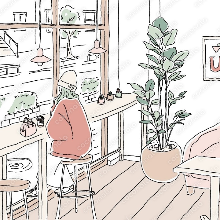 カフェでくつろぐ女性