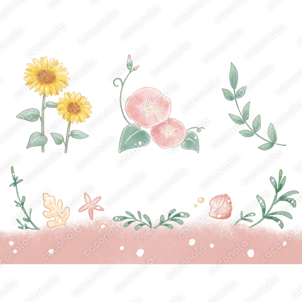 【あたたかな雰囲気のアカウントに🌿】夏の挿絵〔くすみピンク〕