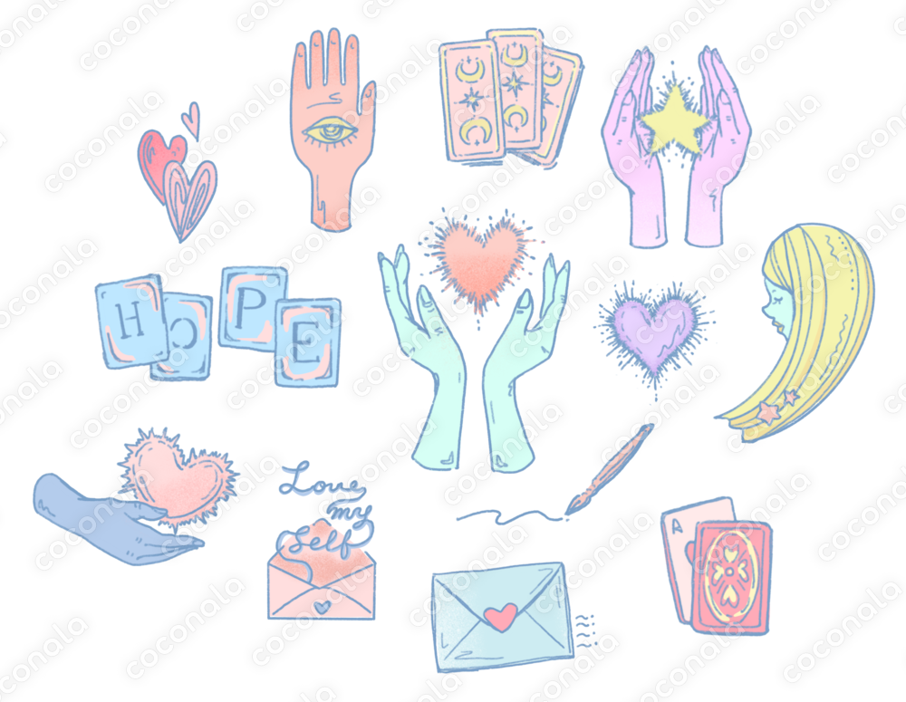  占い＆スピリチュアルイラスト② 13点セット（PNG）