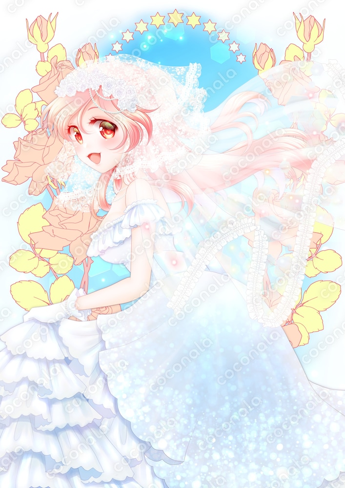 完成済ドレスの女の子イラスト/アイコン、サムネ、動画、LPなどに