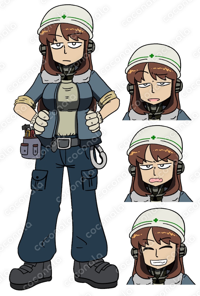 【TRPG／配信向け】ヘルメットロボ娘◆立ち絵素材セット（表情差分つき・商用OK）