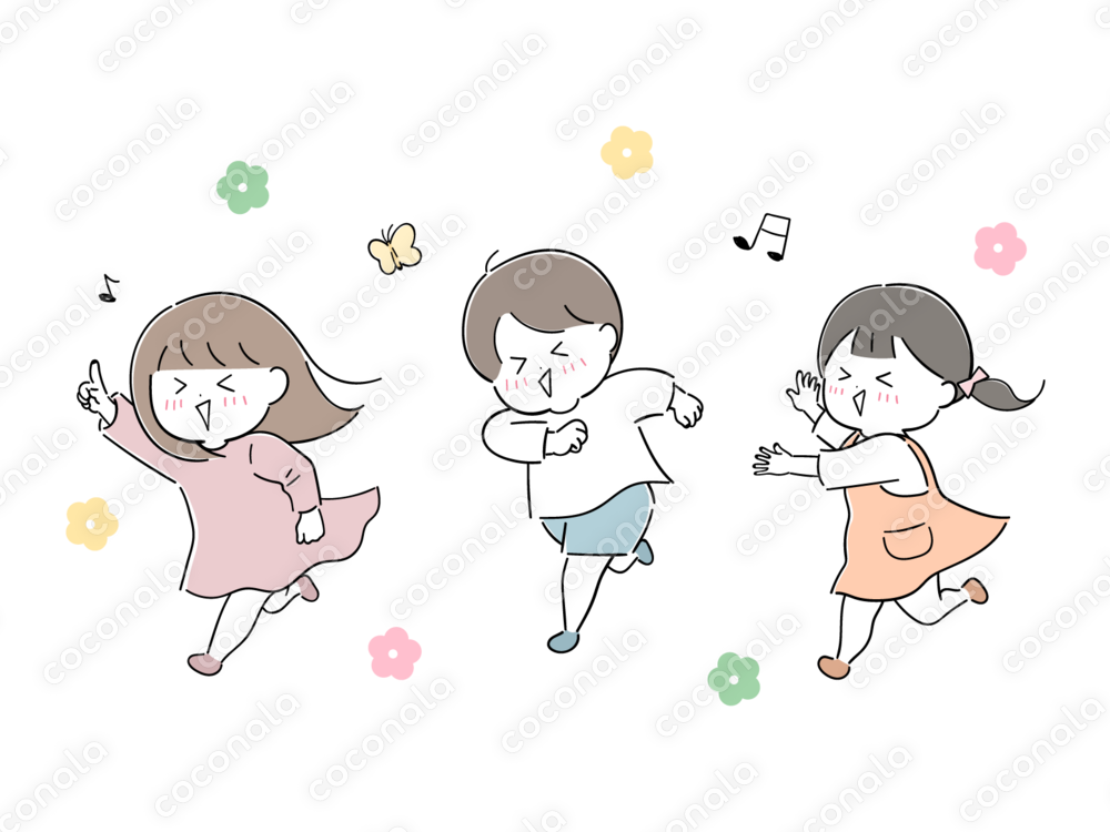【教育や子育て行事の挿絵に】かけっこ楽しい！シンプルな子どもたちのイラスト素材