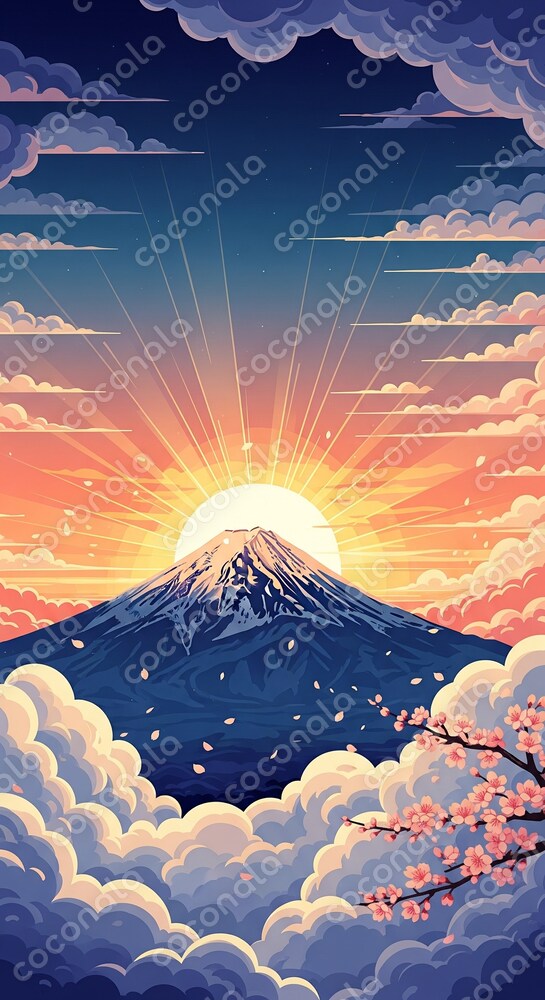 夜明けの富士と希望の光彩