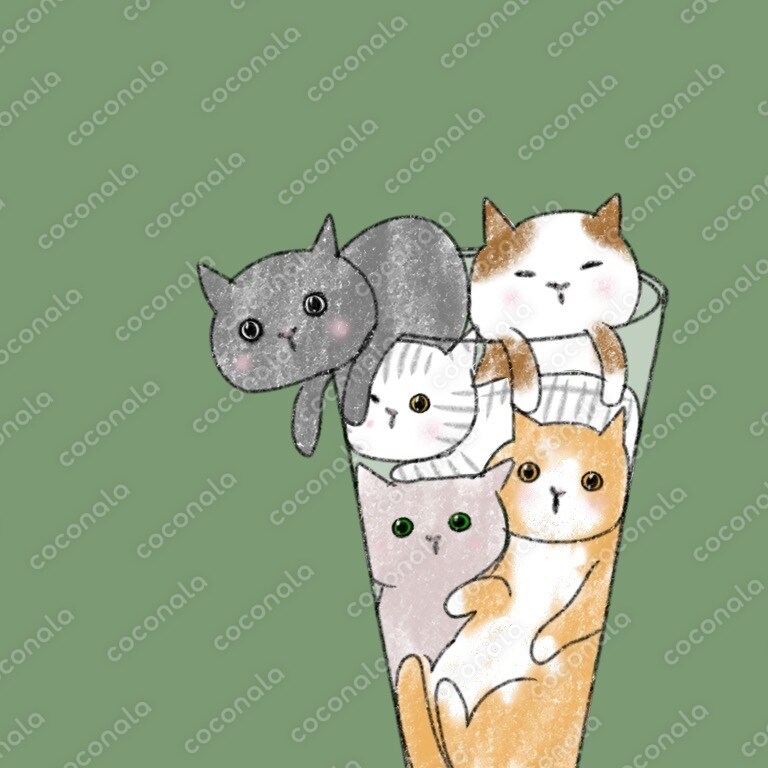 猫は飲み物　チラシ　カットイラスト