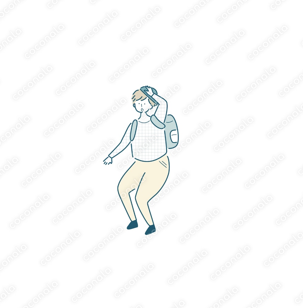 山登りする人のシンプルな線画のベクターイラスト