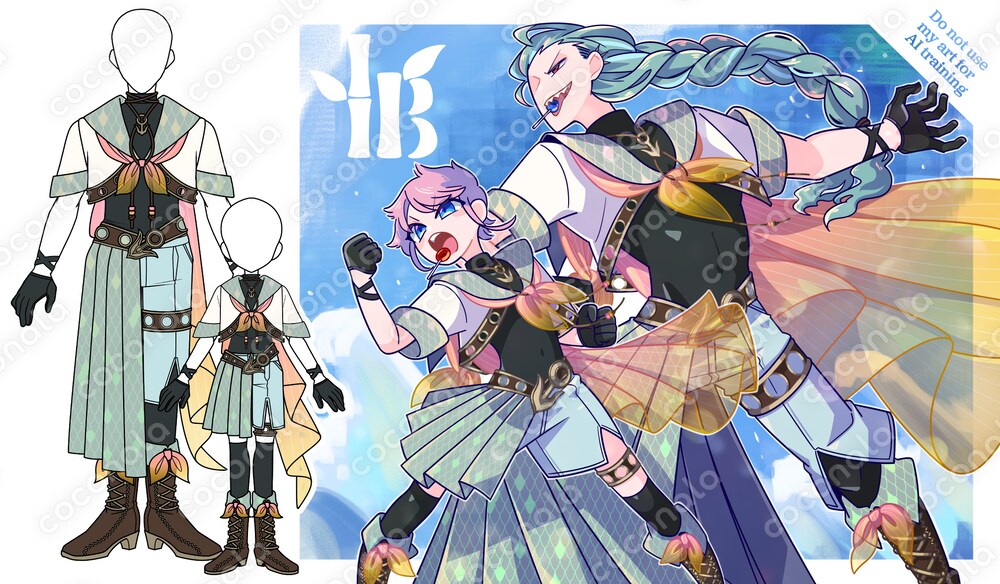 衣装デザイン三面図season01　001シーサイドパンク