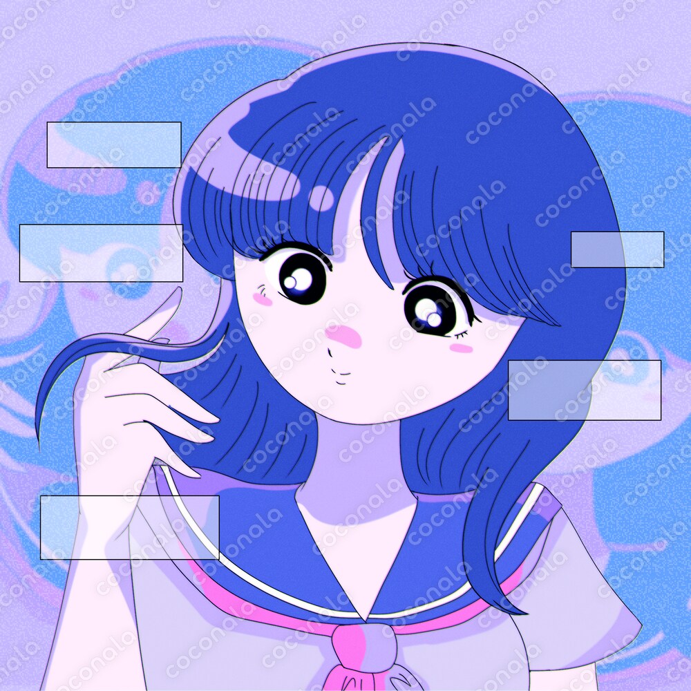 レトロポップイラスト◆レトロな女子高生