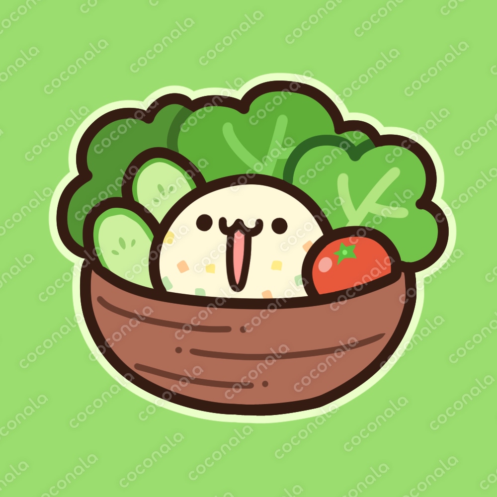ゆるかわいい食べ物シリーズSNSアイコン【喜ぶサラダ】