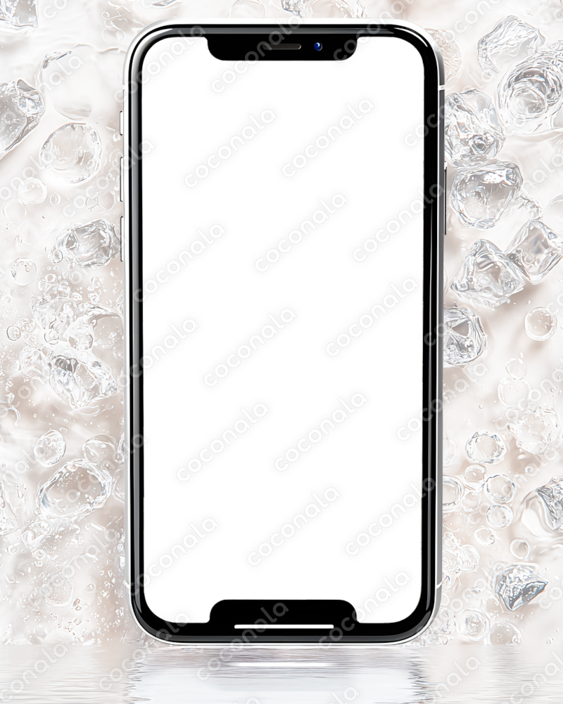 キラキラ！氷のスマートフォン用モックアップ（PNG）