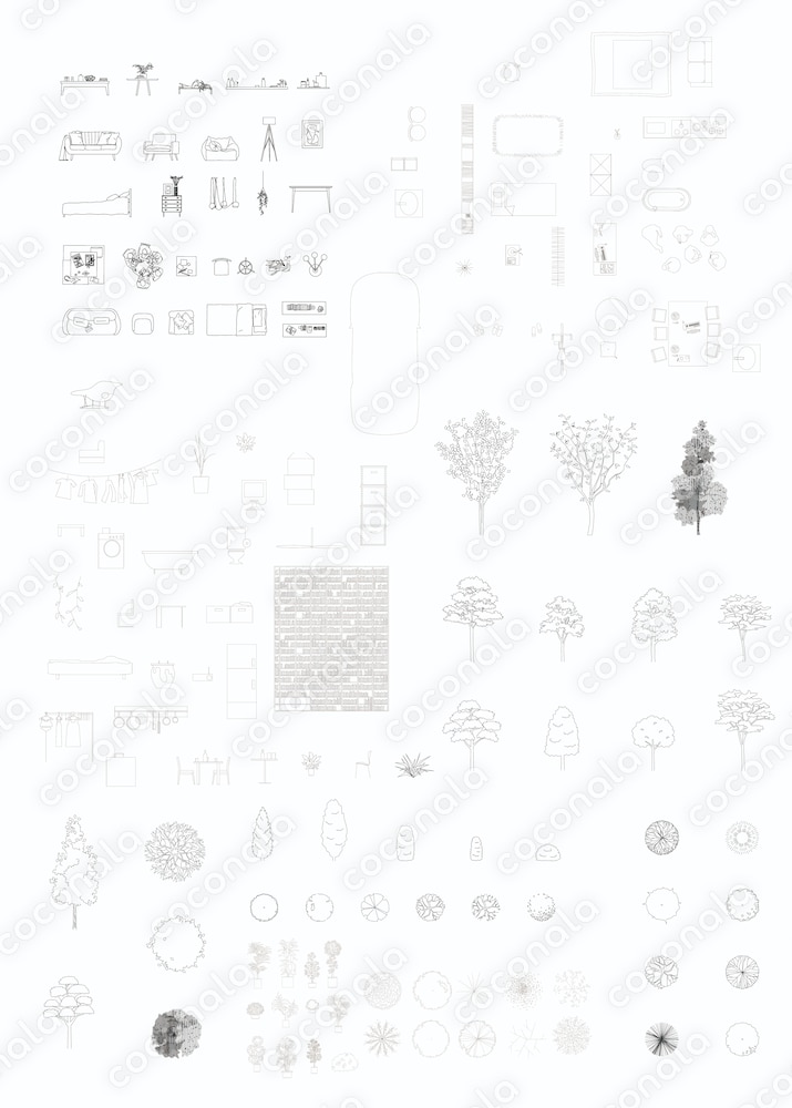 図面作成時に使える添景CADデータ（植物と家具）