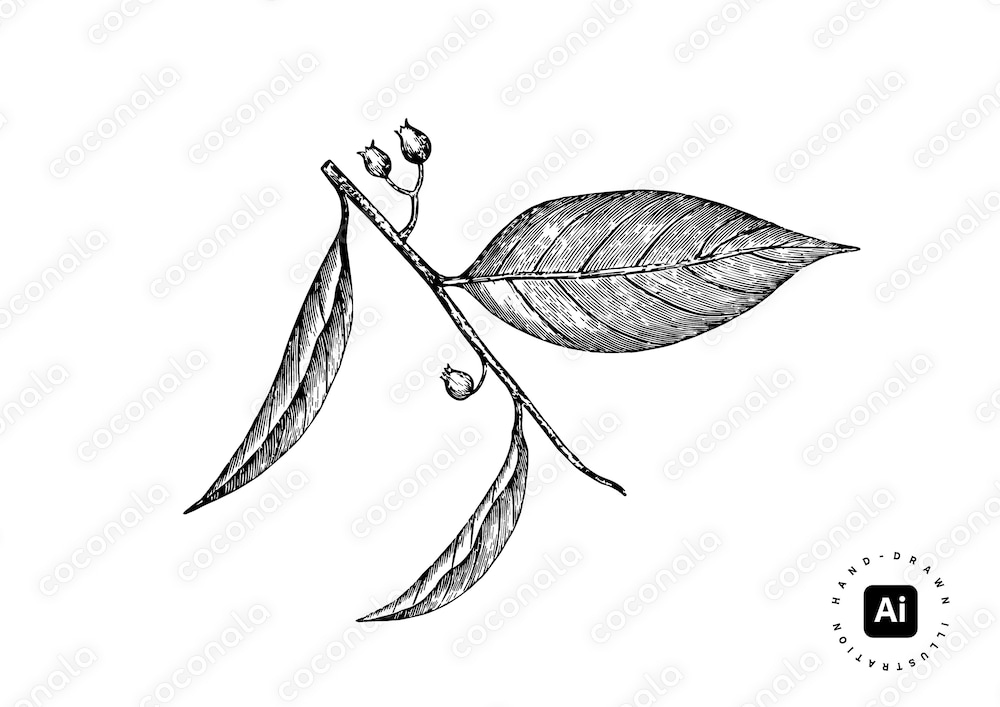 【デザイン素材】ヴィンテージ植物ベクター
