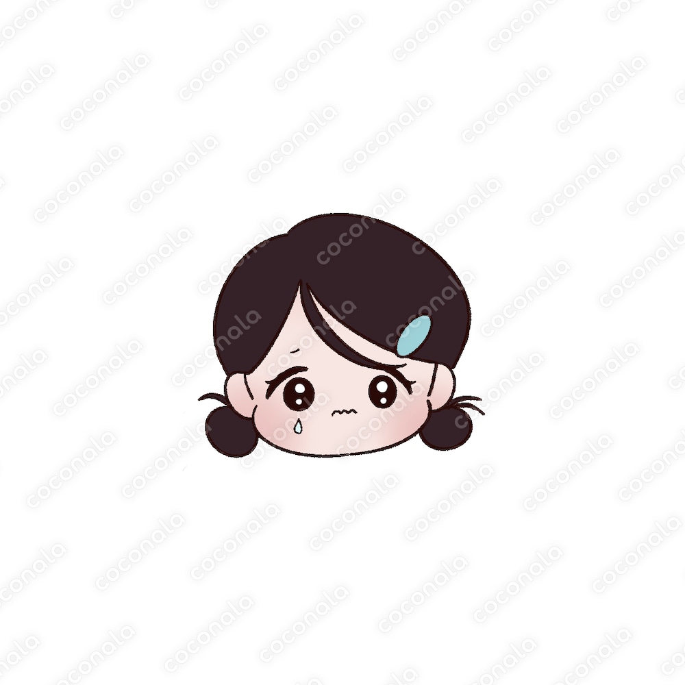 女の子(泣き顔)のゆるかわなミニキャライラスト◎アイコンやブログなどに