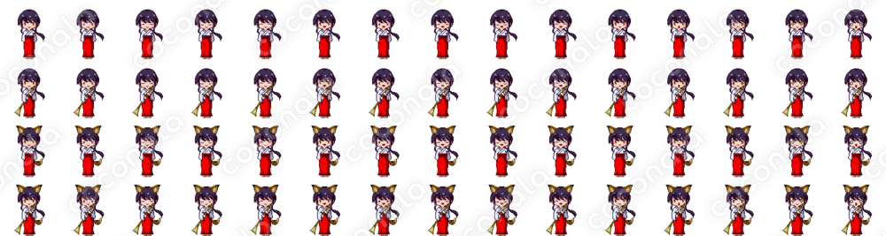 まばたきや口パクがすぐに作れる！巫女さんドット