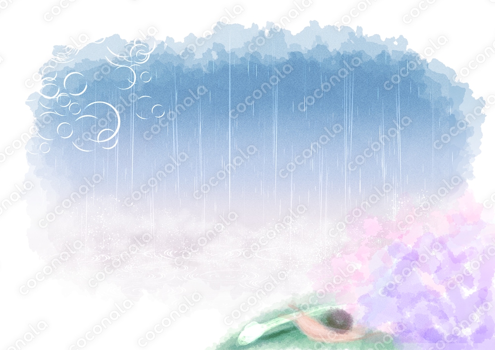 梅雨の水彩イラスト素材