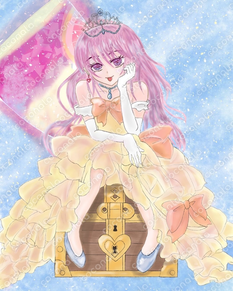 「宝石ドレスのプリンセス」恋と秘密を閉じ込めた宝箱|高解像度イラスト素材【商用利用可】