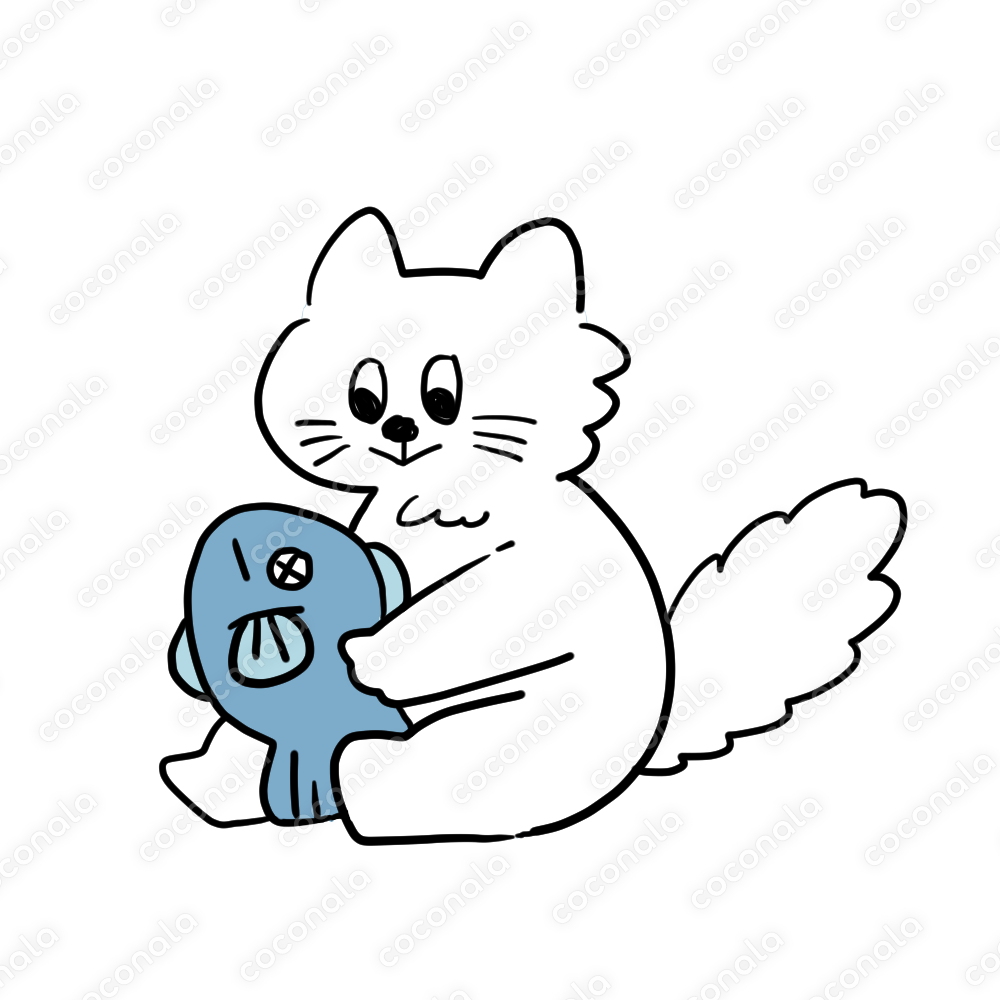 シンプルで北欧感のある猫と魚のイラスト｜カフェ・パン屋・雑貨屋