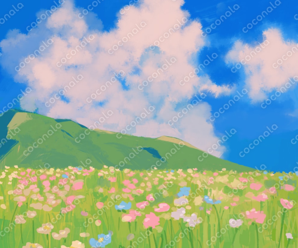 カラフルなお花畑の風景