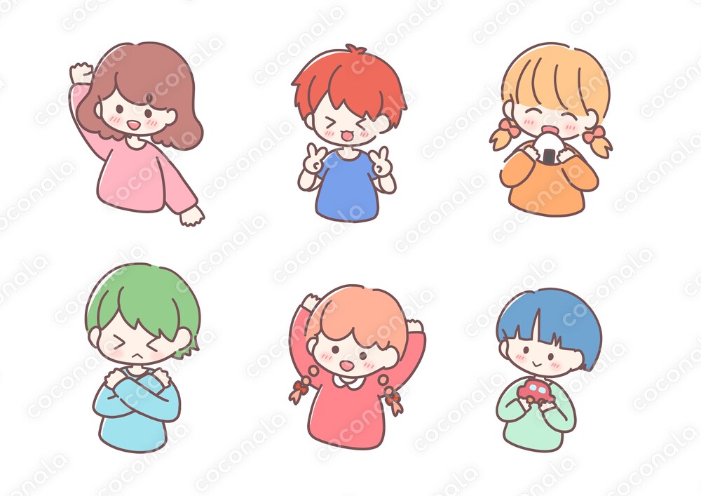 かわいい子供イラスト素材6点