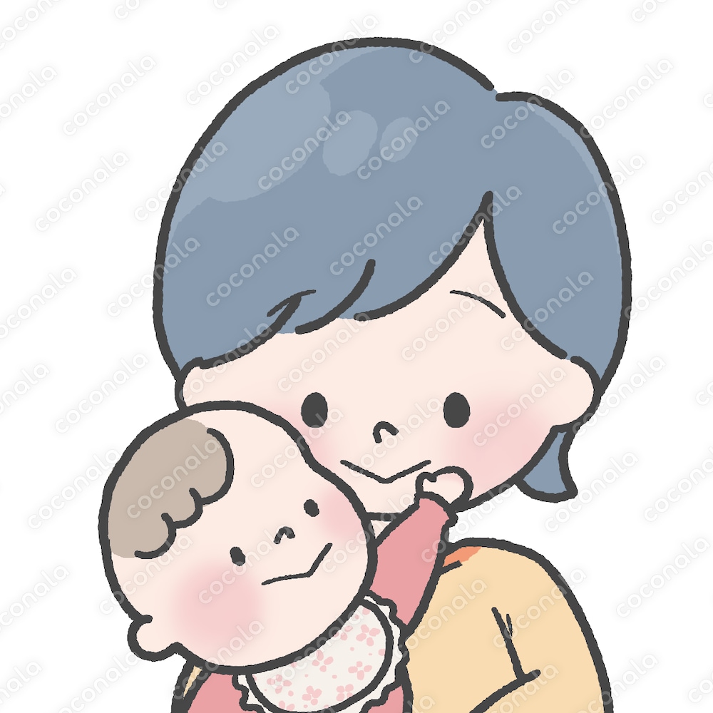 【アイコンイラスト】赤ちゃんを抱っこしているショートカットの女性