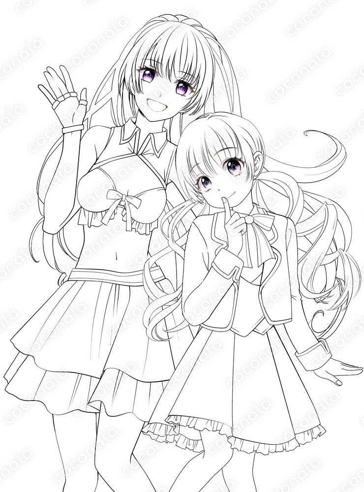 少女漫画風イラスト線画