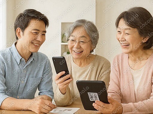 スマホを教えている素材写真②
